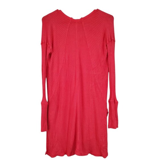 Free People Poppy Coral Ventura Thermal Long Sleeve Asymmetrical Hem Top - S - Picture 2 of 7